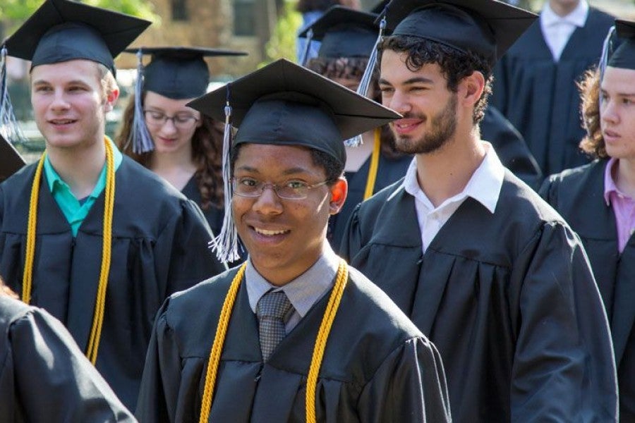 Academy students prepare to process into Kresge Auditorium for Commencement