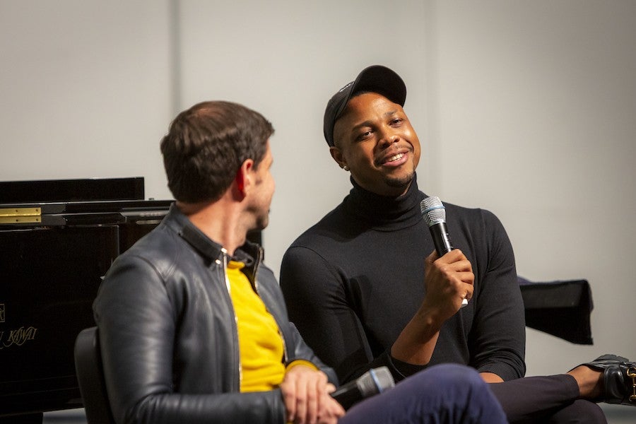 Davone Tines and Yuval Sharon speak to Interlochen Arts Academy students