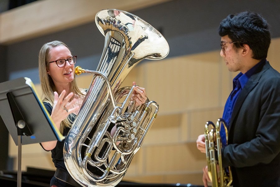 Tubist Carol Jantsch teaches a master class