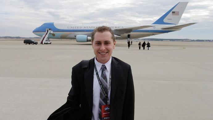 Josh Lederman in front of Air Force One