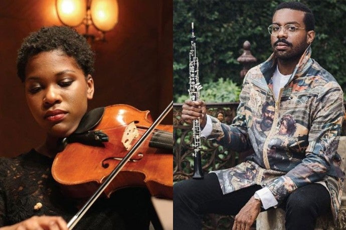 Violist Kamilah Brown (left) and oboist Titus Underwood (right).