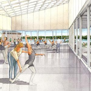 An architect's rendering of the Dance Center