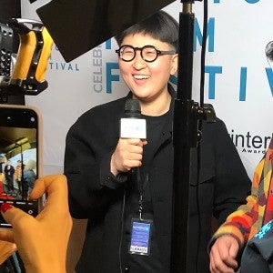 Sunny Liu talks with the media at a recent film festival appearance