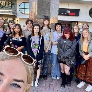 Director of Animation Briana Yarhouse takes a selfie with students in Ottawa, Canada.